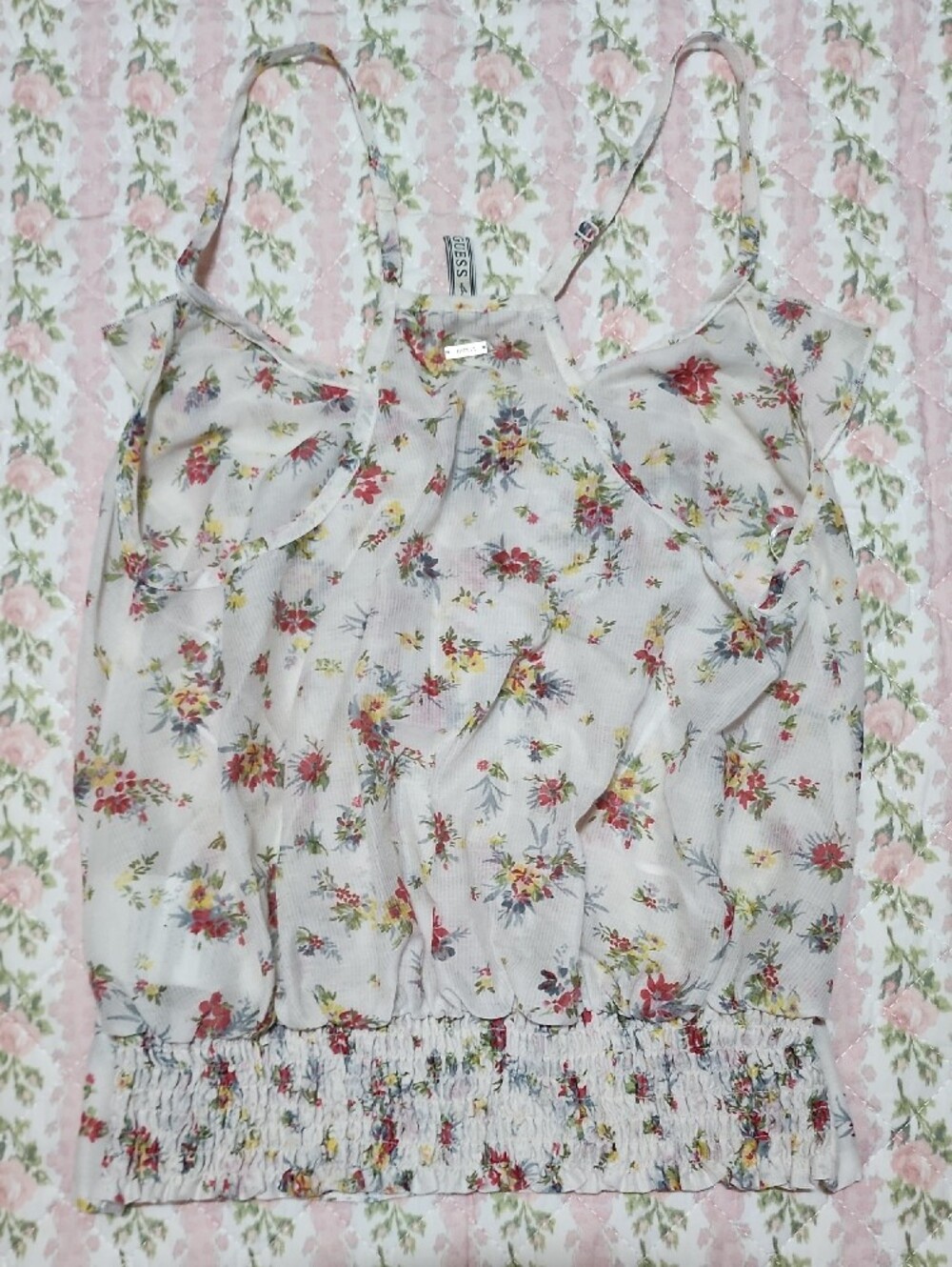 GUESS 💕 Floral Ruffle Cami XS - Picture 9 of 12